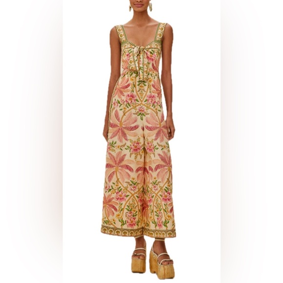 FARM Rio Pants - FARM RIO Palm dream strap knot jumpsuit. Size XS.